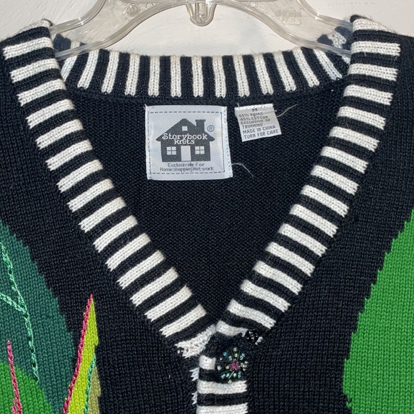 Grandma core Storybook Knits Floral Cardigan Sweater Size Medium Vintage - Picture 4 of 7